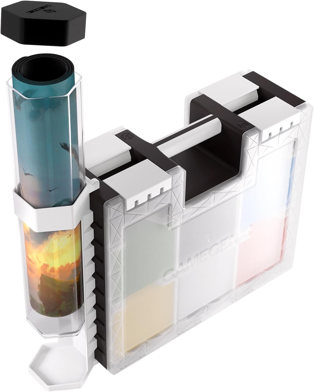 Gamegenic, Game Castle Tube Holder - White, 2 Holders Including One Playmat Tube, for Standard Size Playmats, Colour: White