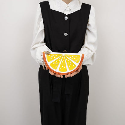 Marushin Pouch Yup! Sweet Orange Faux Leather Applique Embroidery 0585032700