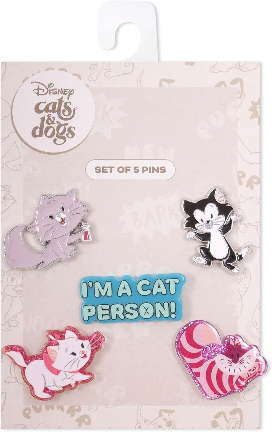 Disney Katze, 5-teiliges Set mit Glitzer-Anstecknadeln
