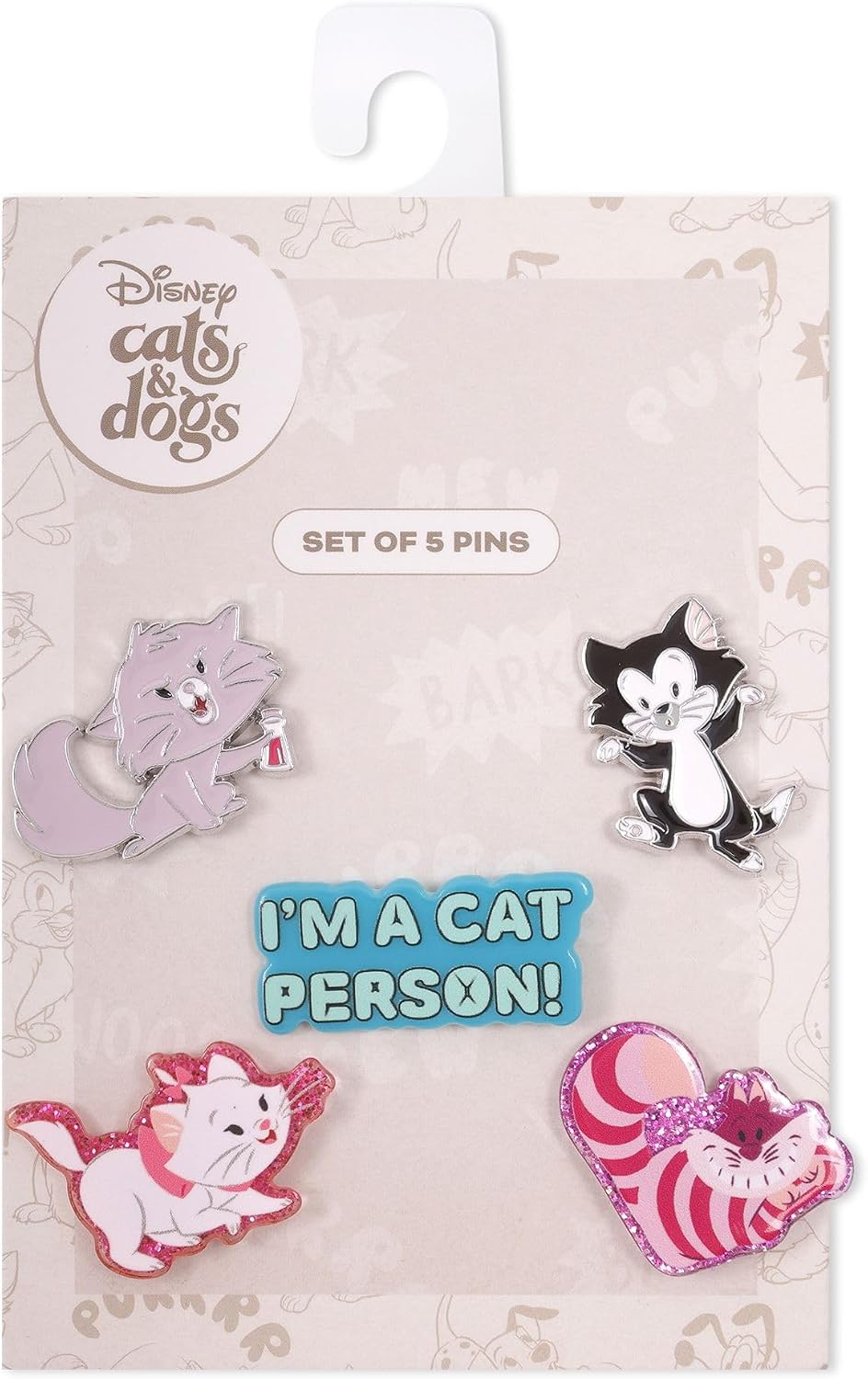 Disney Kat 5-delige set glitter pin badges