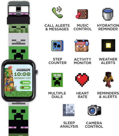 Accutime Minecraft Kids Green Printed Strap Smart Watch MIN4363ARG