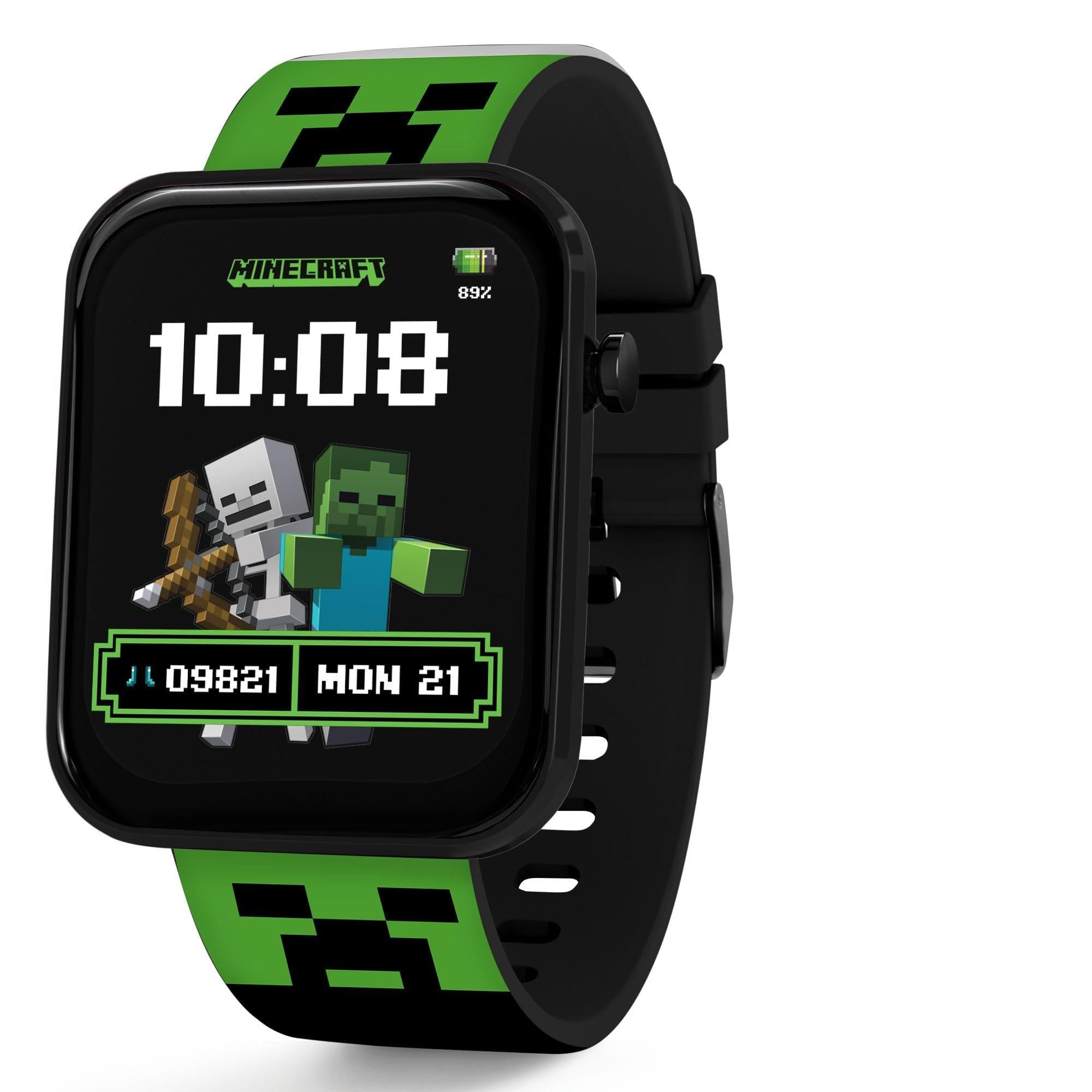 Accutime Minecraft Kids Green Printed Strap Smart Watch MIN4363ARG