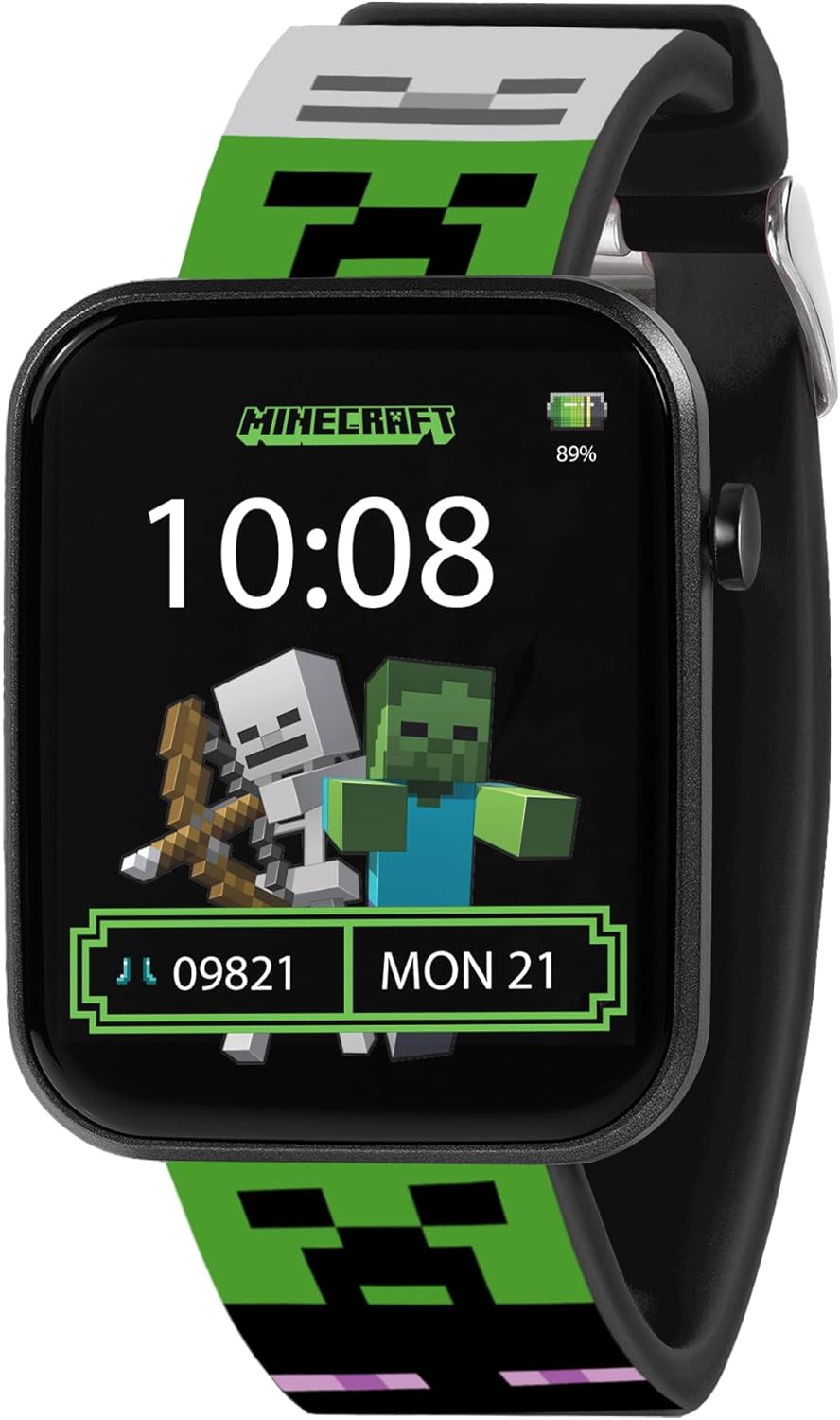 Accutime Minecraft Kids Green Printed Strap Smart Watch MIN4363ARG