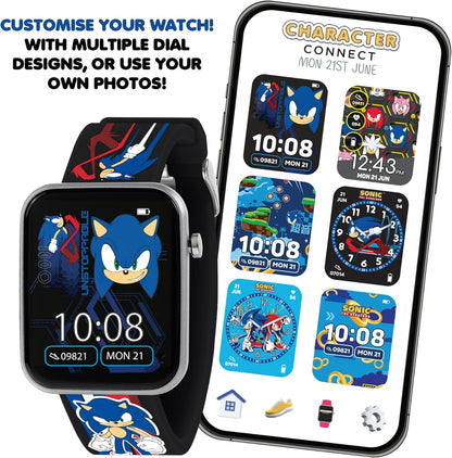SONIC Sega The Hedgehog Black Printed Strap Smart Watch SNC4488MARG