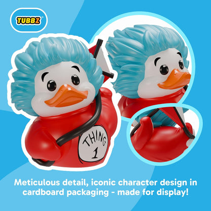 TUBBZ Boxed Edition: The Cat in the Hat - Thing 1 Cosplaying Rubber Duck Vinyl Figure – Official Collectible for Fans of Dr Seuss