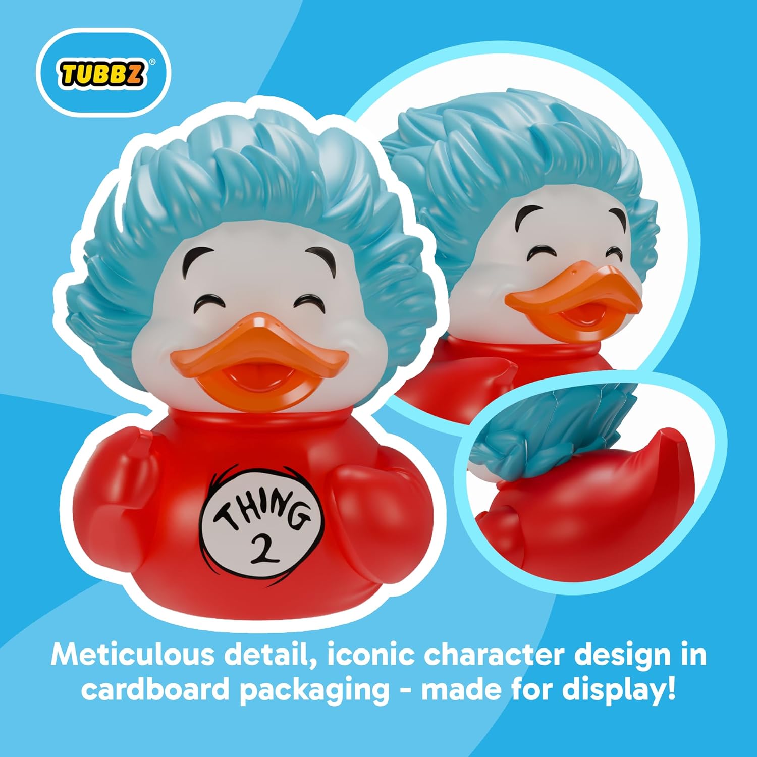 TUBBZ Boxed Edition: The Cat in the Hat - Thing 2 Cosplaying Rubber Duck Vinyl Figure – Official Collectible for Fans of Dr Seuss