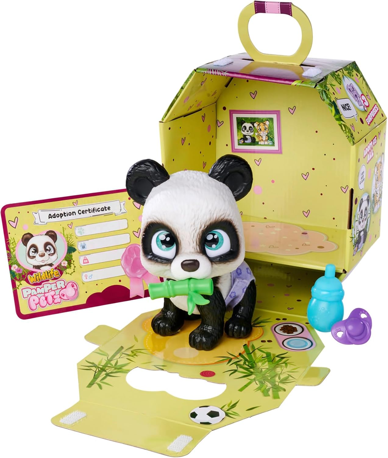 Simba Pamper Petz Panda Cute Animal Baby with Drinking and Wet Function, Nappy with Colour Change Function, Magic Paw, Three Surprises, 15 cm, from 3 Years