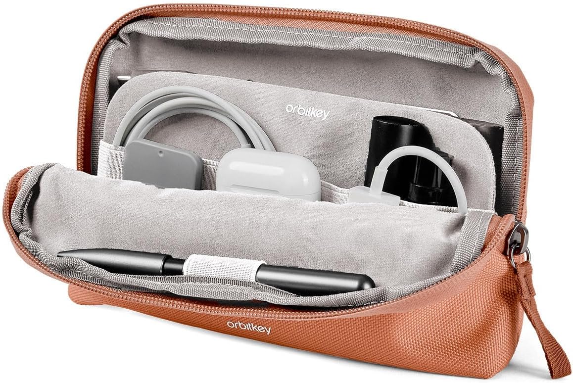 orbitkey Desk Pouch Organiser – Leather-Free Portable Tech Case with Compartments for Cables, Chargers & Accessories – Slim Travel Storage Bag for Office Desk, Workstation & Everyday (Rose
