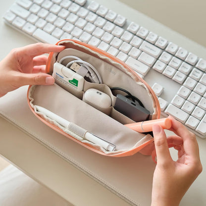orbitkey Desk Pouch Organiser – Leather-Free Portable Tech Case with Compartments for Cables, Chargers & Accessories – Slim Travel Storage Bag for Office Desk, Workstation & Everyday (Rose