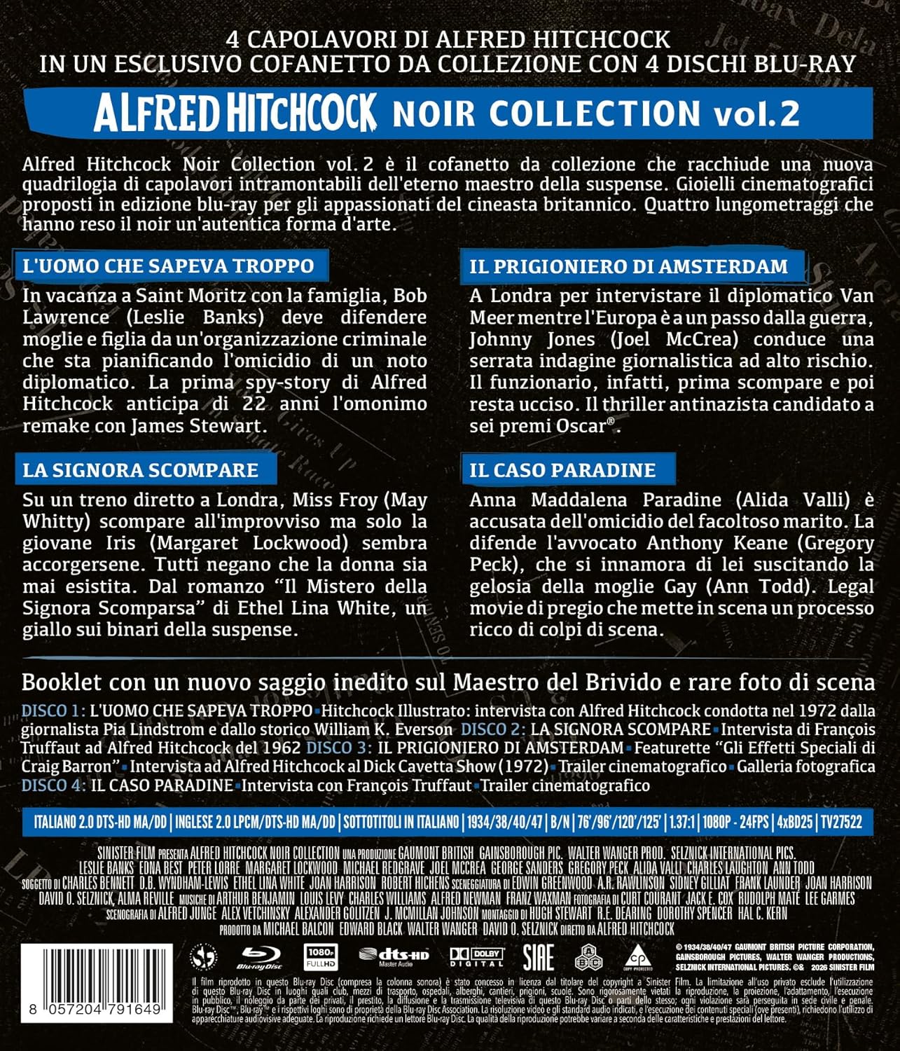 Alfred Hitchcock Noir Collection Vol. 2 (4 Blu-Ray