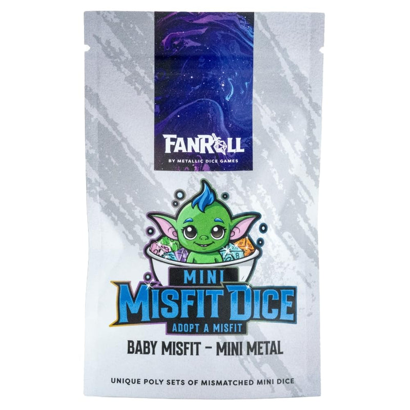FanRoll Mystery Misfit Baby Metal: Bag of 7 Assorted Mini Polyhedral Metal Dice