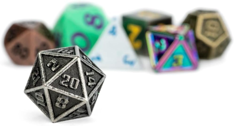 FanRoll Mystery Misfit Baby Metal: Bag of 7 Assorted Mini Polyhedral Metal Dice