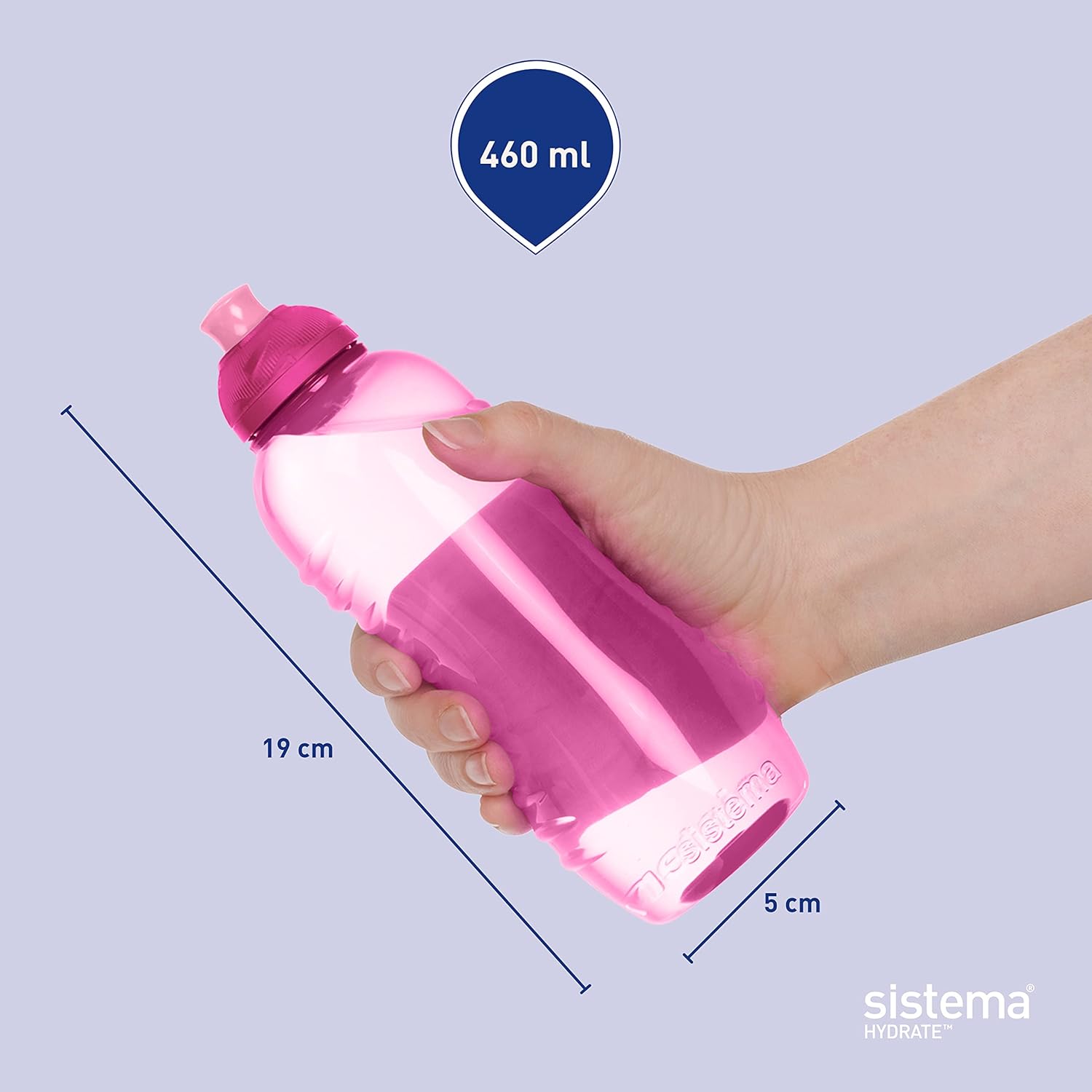 Sistema Squeeze Twist 'n' Sip Sports Water Bottle, 460 ml, Leakproof Kids Water Bottle, BPA-Free, Assorted Colours (Not Selectable), 1 Count