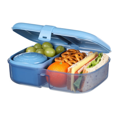 Sistema Ocean Bound Plastic Bento Box | 1.1 L Lunch Box with Yoghurt/Fruit Pot and Compartments | BPA-Free | Teal Stone OR Mountain Blue (Not Selectable)