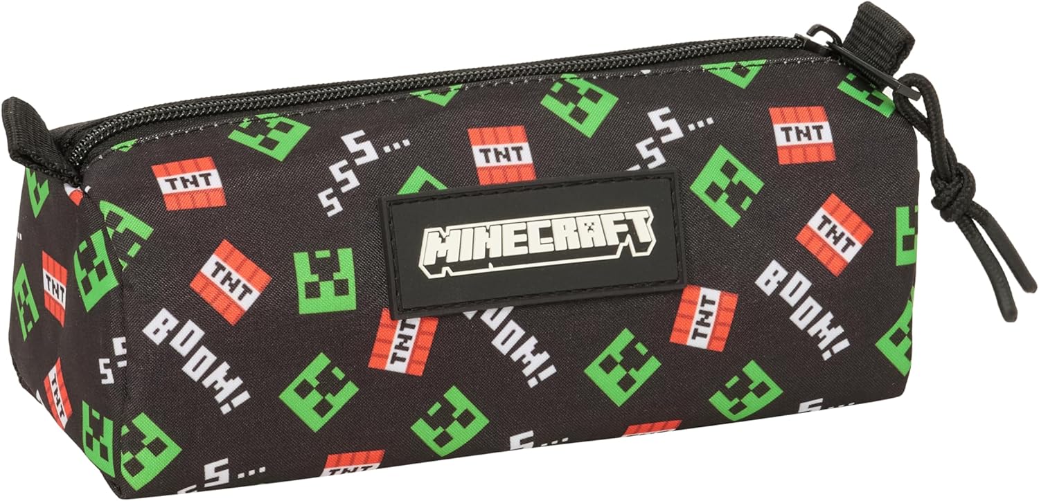 Minecraft – Pencil Case with Zip and Compartment, Children's Pencil Case, Ideal for School Age Children, Comfortable and Versatile, Quality and Resistance, 21 x 7 x 8 cm