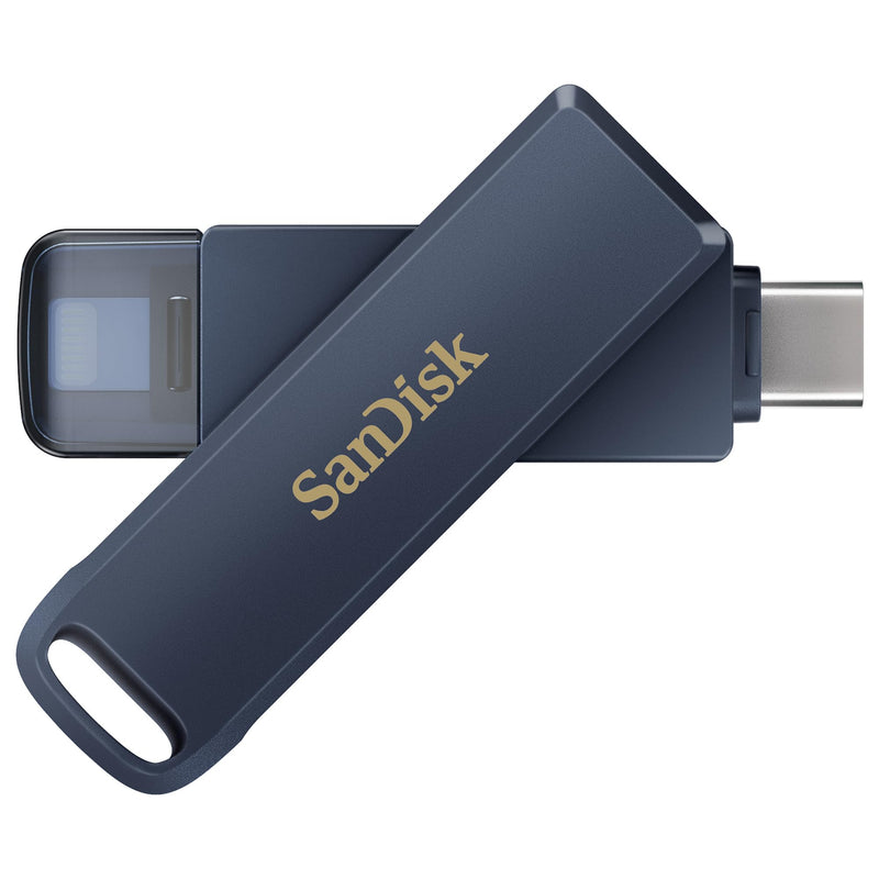 SanDisk Phone Drive, 64GB USB Flash Drive for iPhone, iPad, PC and Mac (2-in-1 iPhone storage, Lightning & USB Type-C Connectors, Automatic Backup, Password Protection, Encryption) Metallic Sky