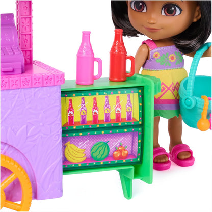 Dora, Pop 'N' Go Treat Cart with 15 Pieces, Transforming Cart and Toy Storage with 15.2-cm Dora Figure, Kids Toys for Girls and Boys Ages 3 and Up