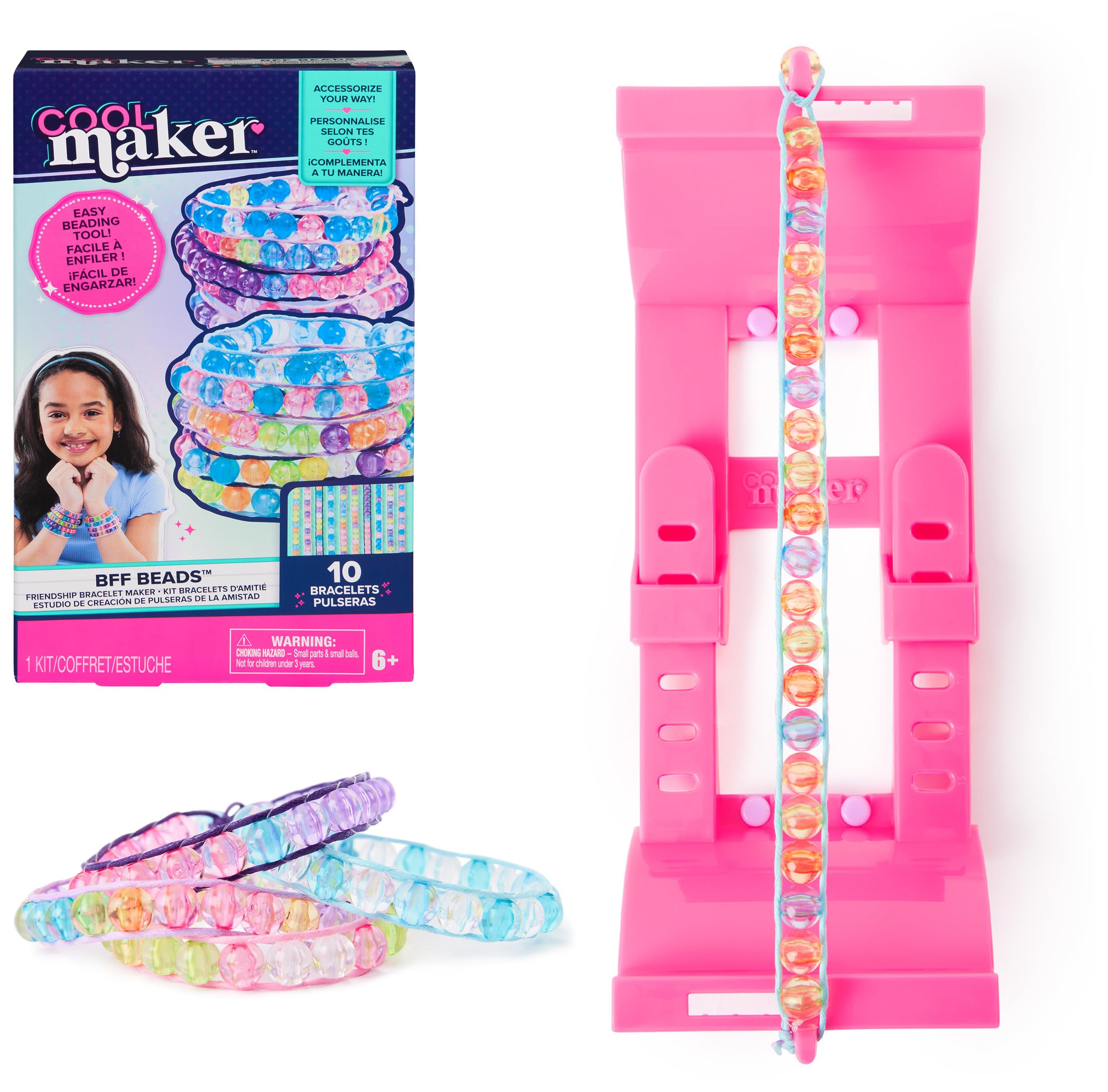 Cool MAKER, BFF Beads Friendship Bracelet Making Kit, 230 Beads for Bracelets, Makes 10, Arts and Crafts Kit, Kids Toys for Girls Ages 6 and up