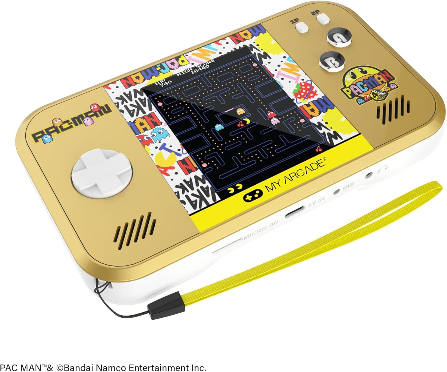 My Arcade Pac-Man Pocket Player Max: Pac-Man 45-jarig jubileum retro gameconsole, oplaadbare batterij, 4 klassieke games in 1, Arcade Gaming, inclusief koffer