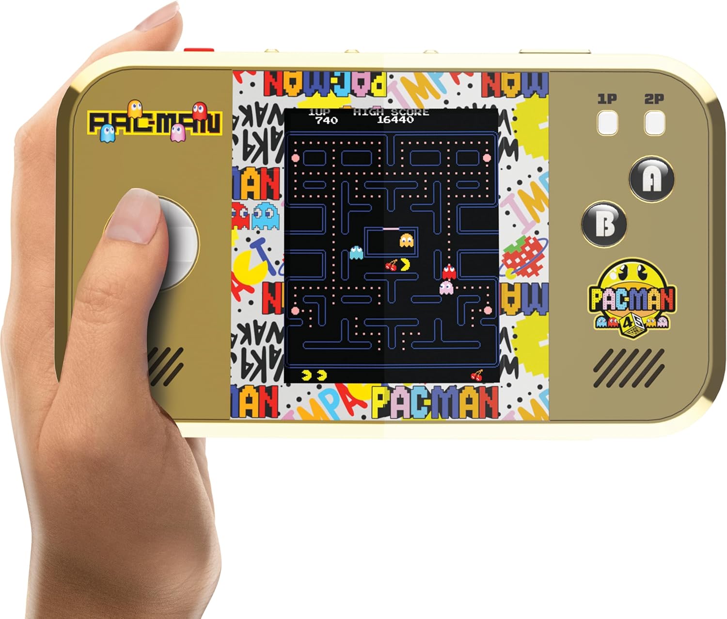 My Arcade Pac-Man Pocket Player Max: Pac-Man 45-jarig jubileum retro gameconsole, oplaadbare batterij, 4 klassieke games in 1, Arcade Gaming, inclusief koffer