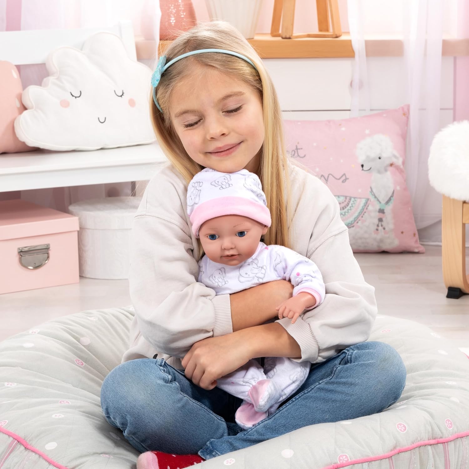Bayer Design 93827AB Reborn baby doll, realistic, lifelike, new born, with dummy, bottle, blanket