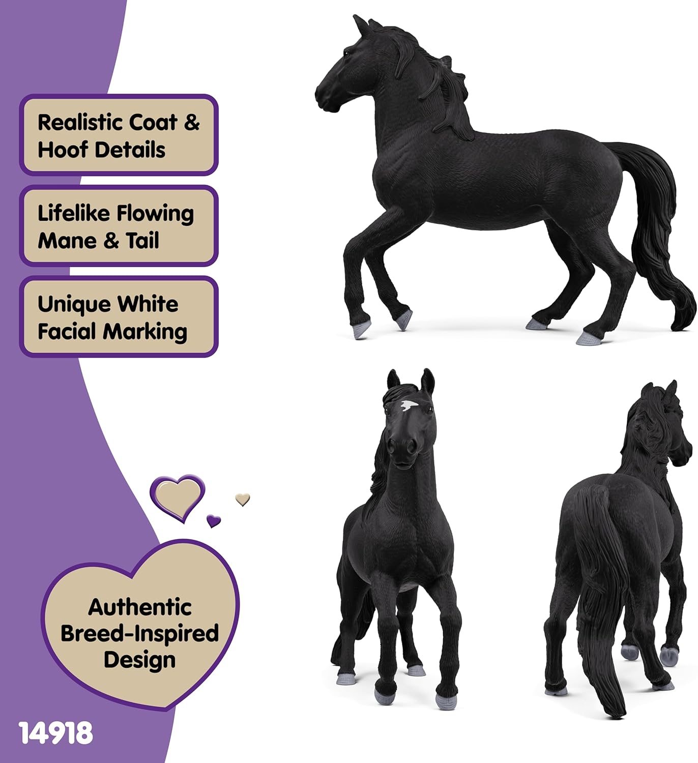 Schleich HORSE CLUB | Stallone lusitano 14918 | figura di cavallo dettagliata | decorazione o figura da collezione | regalo per ragazzi e ragazze | figura dai 6 anni | 13 x 4 x 11 cm
