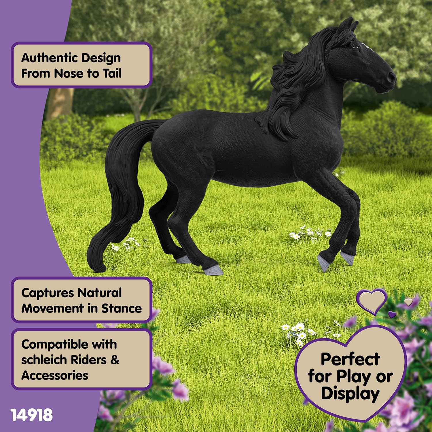 Schleich HORSE CLUB | Stallone lusitano 14918 | figura di cavallo dettagliata | decorazione o figura da collezione | regalo per ragazzi e ragazze | figura dai 6 anni | 13 x 4 x 11 cm