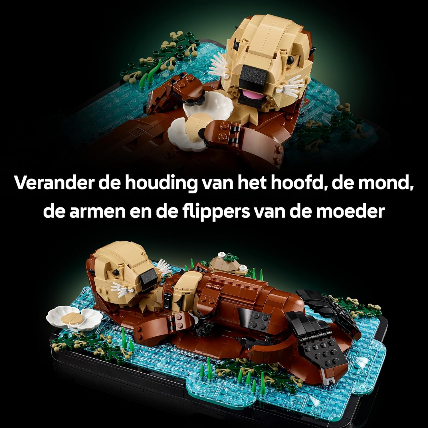 LEGO Ideas Floating Sea Otters - Building Set for Adults - 3D Display Model w/Otter & Pup Animal Figures - DIY Shelf or Room Decor - Arts & Crafts Gift Idea - 21366
