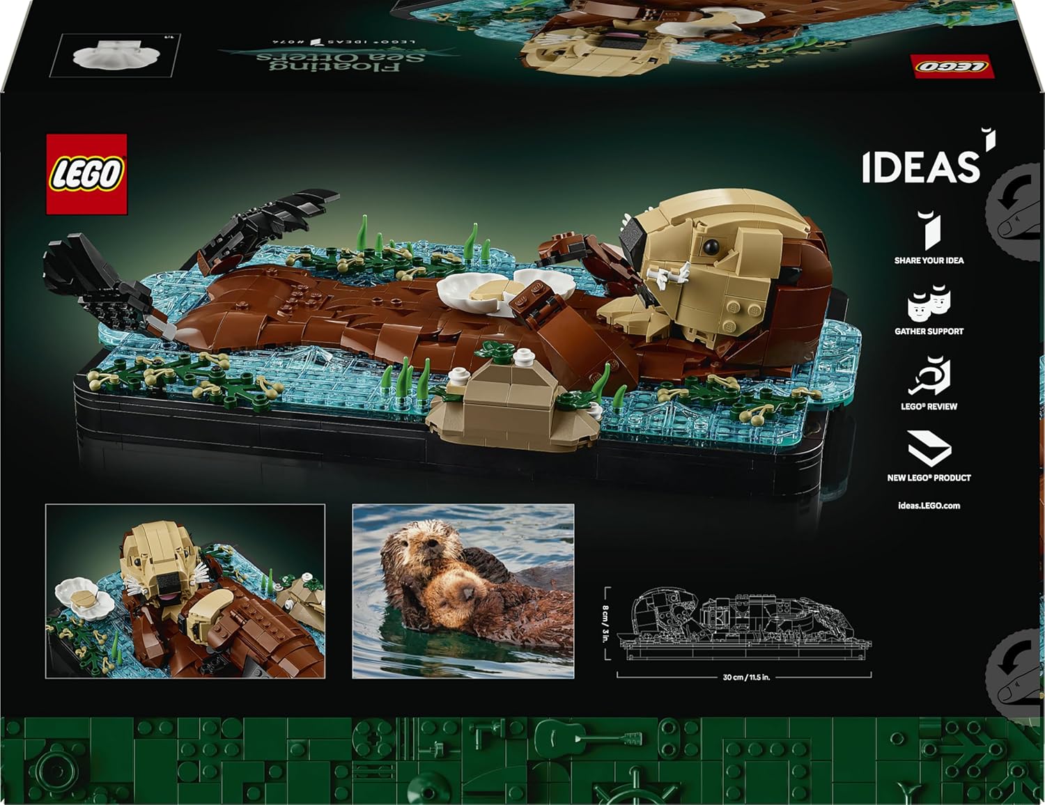 LEGO Ideas Floating Sea Otters - Building Set for Adults - 3D Display Model w/Otter & Pup Animal Figures - DIY Shelf or Room Decor - Arts & Crafts Gift Idea - 21366