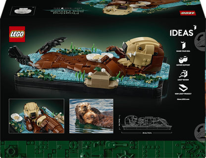 LEGO Ideas Floating Sea Otters - Building Set for Adults - 3D Display Model w/Otter & Pup Animal Figures - DIY Shelf or Room Decor - Arts & Crafts Gift Idea - 21366