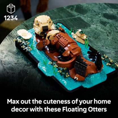 LEGO Ideas Floating Sea Otters - Building Set for Adults - 3D Display Model w/Otter & Pup Animal Figures - DIY Shelf or Room Decor - Arts & Crafts Gift Idea - 21366