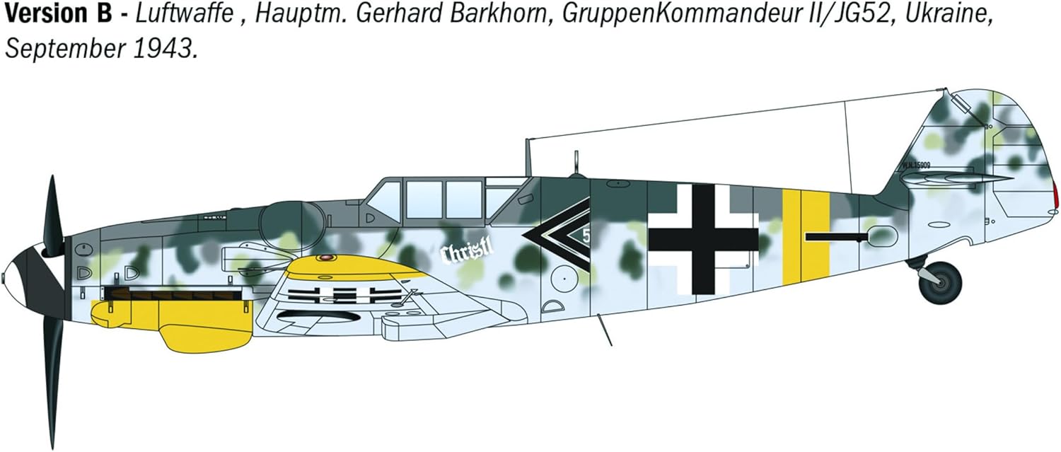 Italeri 1483 Bf 109 G-2/G-6 WWII Aces 1:72 Scale Plastic Model Kit/Model Assembly