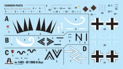 Italeri 1483 Bf 109 G-2/G-6 WWII Aces 1:72 Scale Plastic Model Kit/Model Assembly