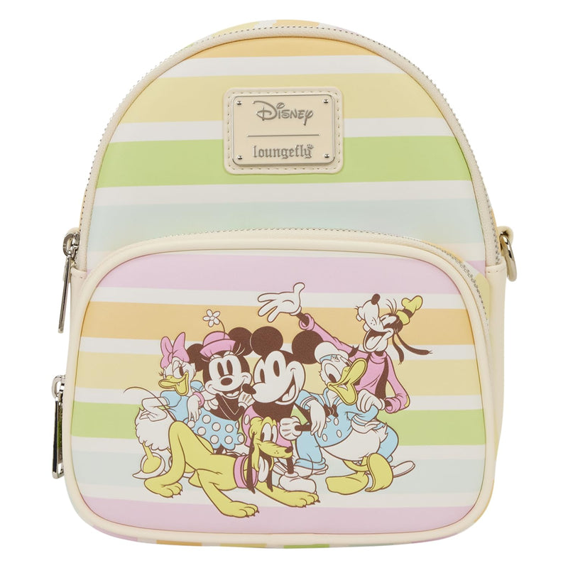Loungefly Disney Mickey and Friends Rainbow Stripes Crossbody Bag