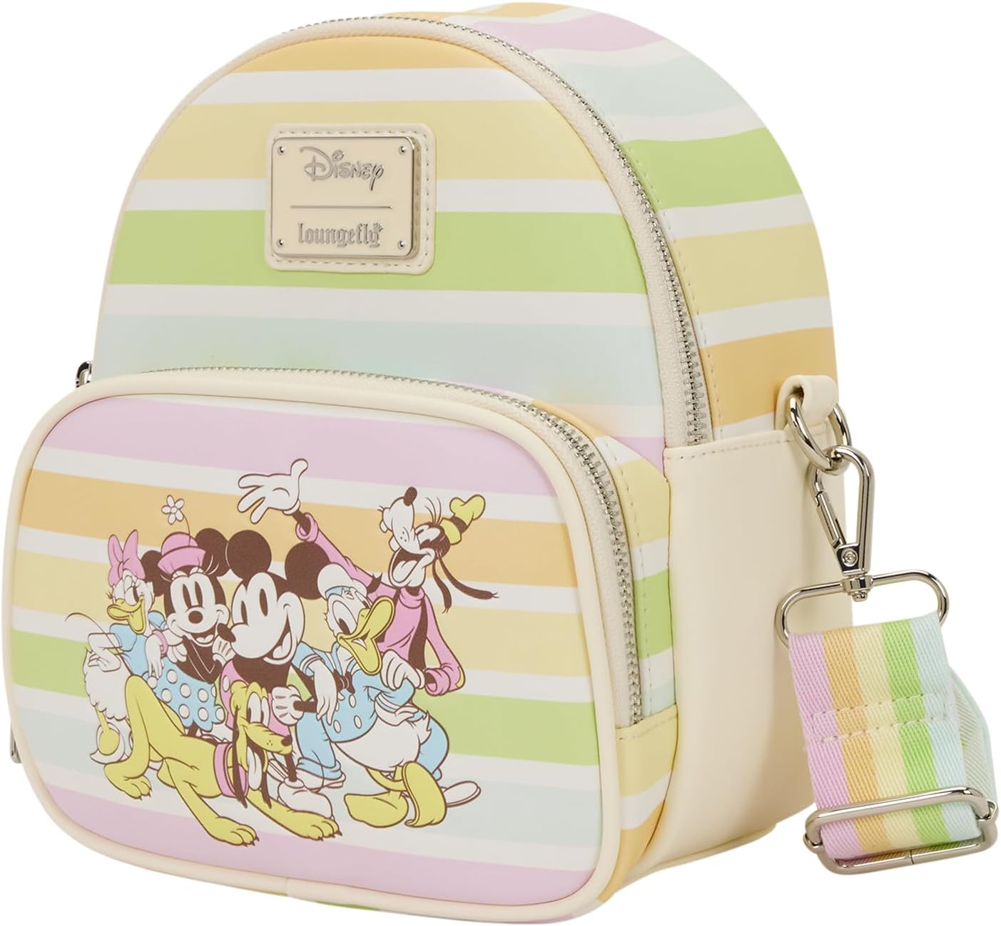 Loungefly Disney Mickey and Friends Rainbow Stripes Crossbody Bag