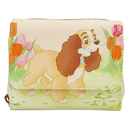 Loungefly Lady and The Tramp Portefeuille à trois volets Motif tulipe pastel