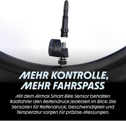 Schwalbe Airmax Smart Bike Sensor - Tyre Pressure Monitoring System for SV Tubeless Valves, Tubes with SV Threaded Stem, Click Valve - Tyre Pressure Gauge for Bicycle, Electric Bike, Gravel Bike