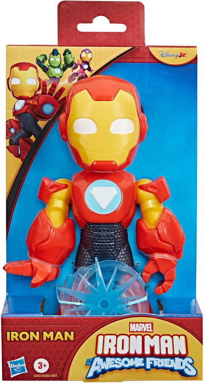 Iron Man and His Awesome Friends Marvel Iron Man 22.8 cm (9 Inch) Poseable Action Figure with Repulsor Shield Accessory, Super Hero Toy for Kids Ages 3+, Red