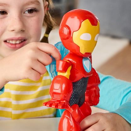 Iron Man and His Awesome Friends Marvel Iron Man 22.8 cm (9 Inch) Poseable Action Figure with Repulsor Shield Accessory, Super Hero Toy for Kids Ages 3+, Red