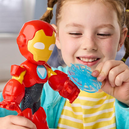 Iron Man and His Awesome Friends Marvel Iron Man 22.8 cm (9 Inch) Poseable Action Figure with Repulsor Shield Accessory, Super Hero Toy for Kids Ages 3+, Red