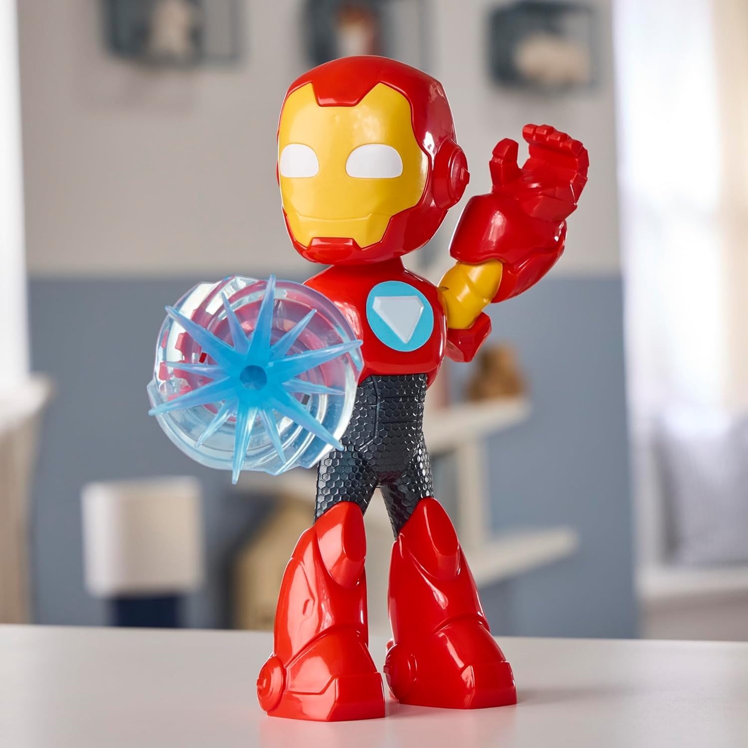 Iron Man and His Awesome Friends Marvel Iron Man 22.8 cm (9 Inch) Poseable Action Figure with Repulsor Shield Accessory, Super Hero Toy for Kids Ages 3+, Red