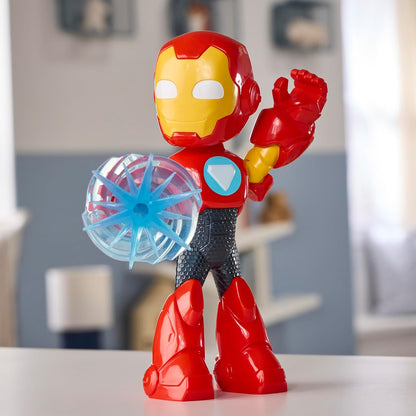 Iron Man and His Awesome Friends Marvel Iron Man 22.8 cm (9 Inch) Poseable Action Figure with Repulsor Shield Accessory, Super Hero Toy for Kids Ages 3+, Red