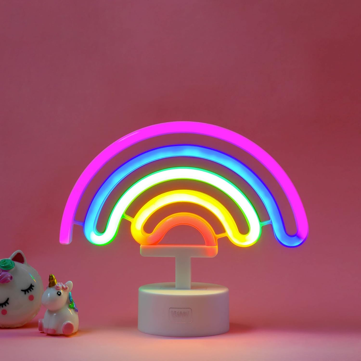 Legami - Neon Effect LED Lamp, It's a Sign, Rainbow Theme, Dual Power, Type-C Cable (Included) or Batteries (not Included), Table Lamp