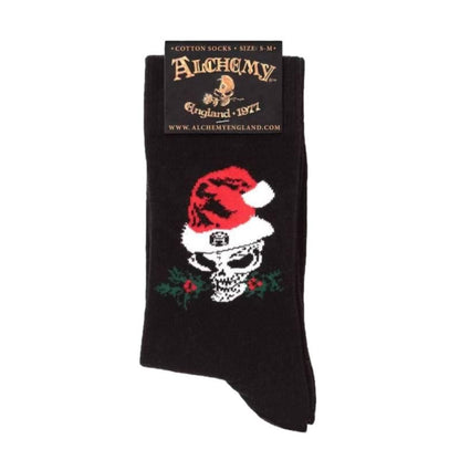 Alchemy Gothic The Alchemist Santa Skull Christmas Socks Black (M/L