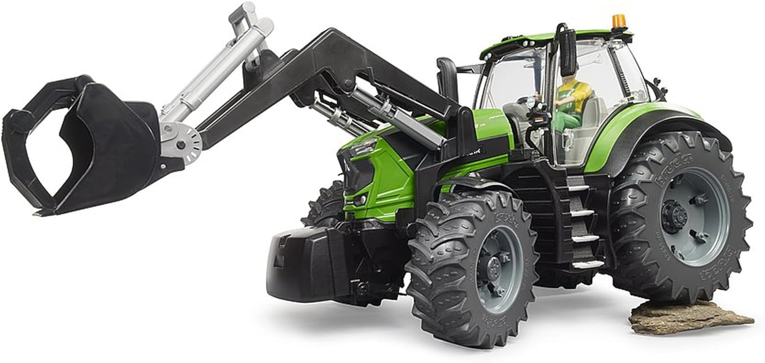 Bruder 03161 Deutz 8280 TTV Tractor with Front Loader – 1:16 Scale Agricultural Vehicle, Functional Loader & Steering, Durable Farm Toy for Kids Ages 3+