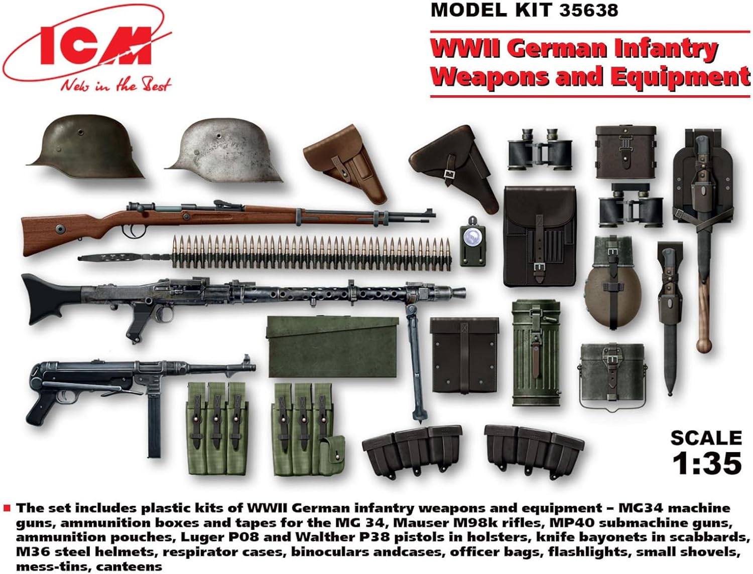 ICM ICM35638 1:35-WWII German Infantry Weapons & Equipment,black