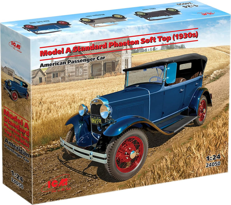 hdfh ICM 1:24 Modell A Phaeton Soft Top (1930er) Schwarz