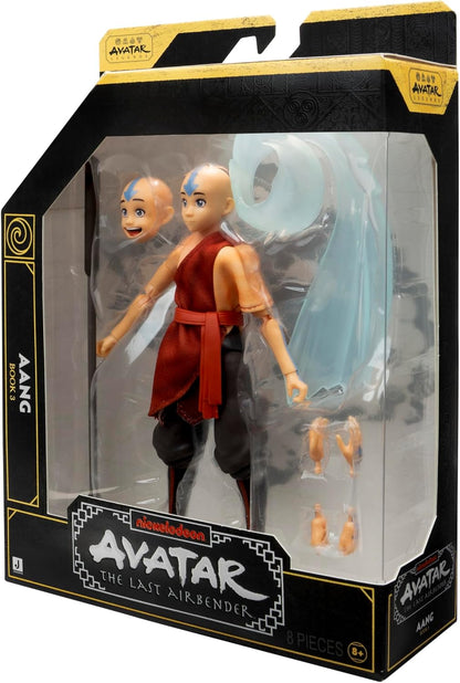 Avatar: The Last Airbender Aang (Book Three) - 6.5-Inch Scale Figure with Alternate Faceplate, Swappable Hands, Staff and Air Bending Effect