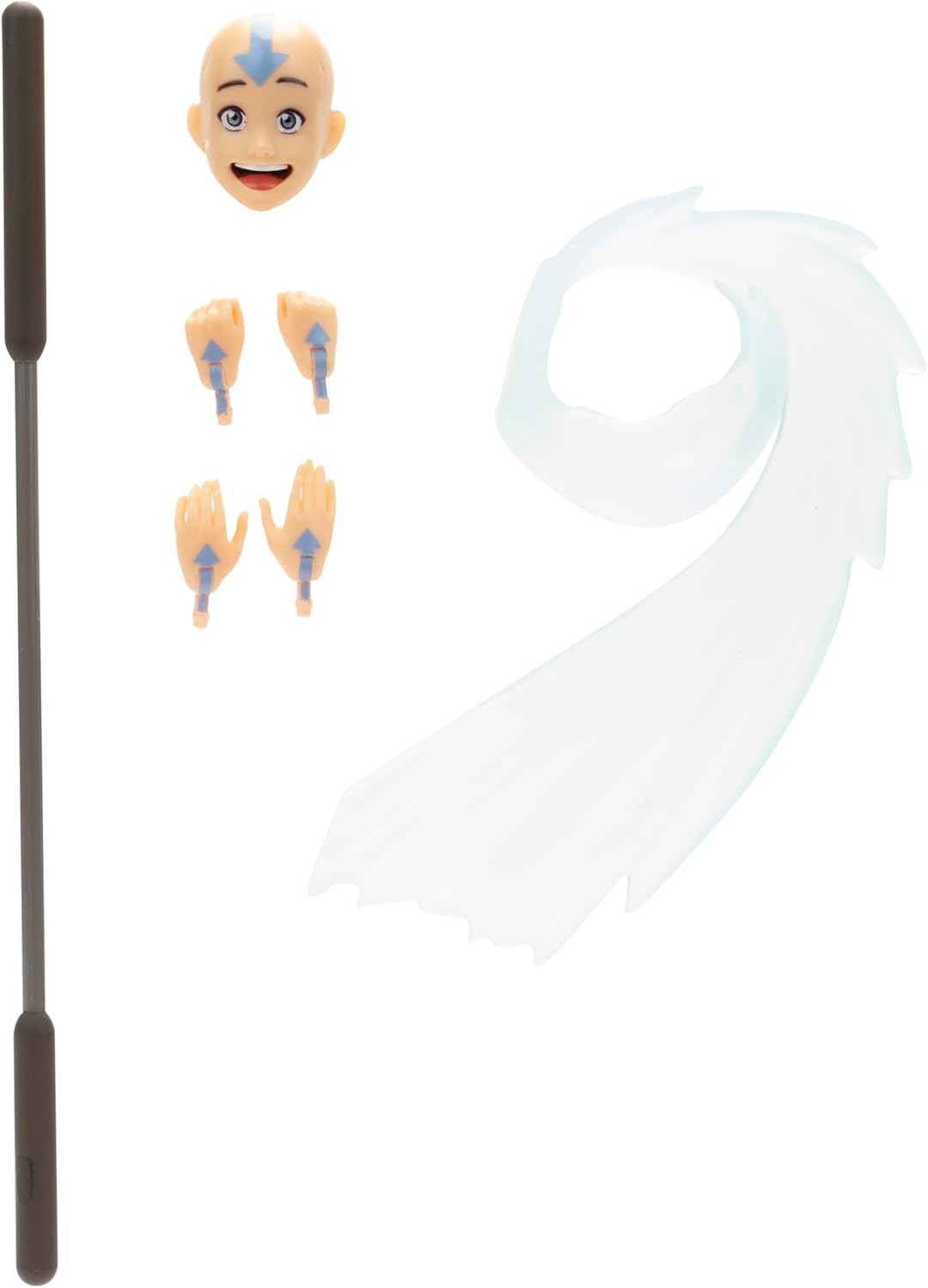 Avatar: The Last Airbender Aang (Book Three) - 6.5-Inch Scale Figure with Alternate Faceplate, Swappable Hands, Staff and Air Bending Effect