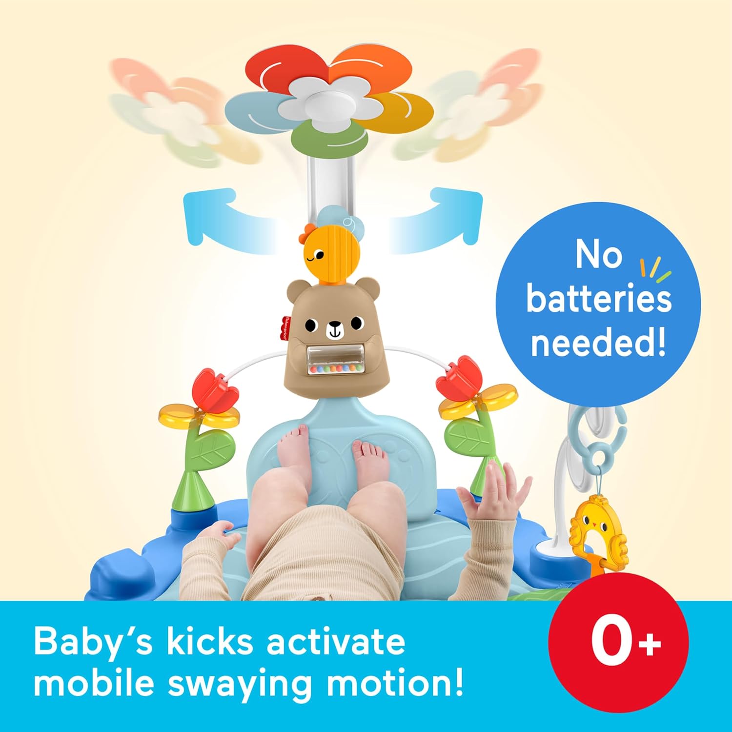 Fisher-Price Baby Play Mat 3-in-1 Kick & Sway Gym Sensory Activity Toy for Newborn Developmental Play Infants Ages 0+ Months, HYR60